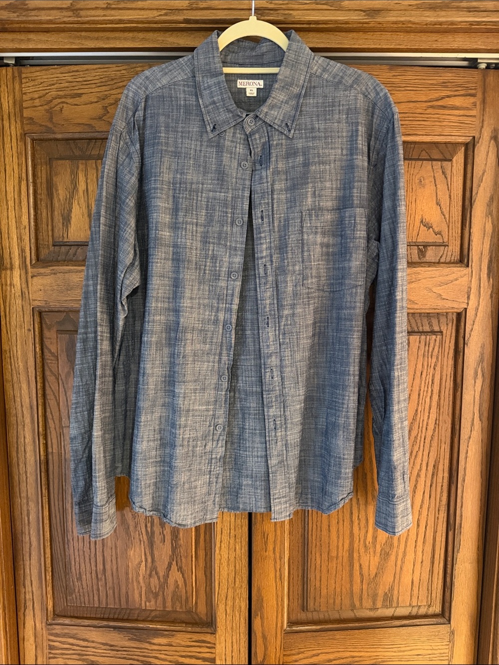 Merona Heathered Chambray Long-Sleeve Button-Down Shirt